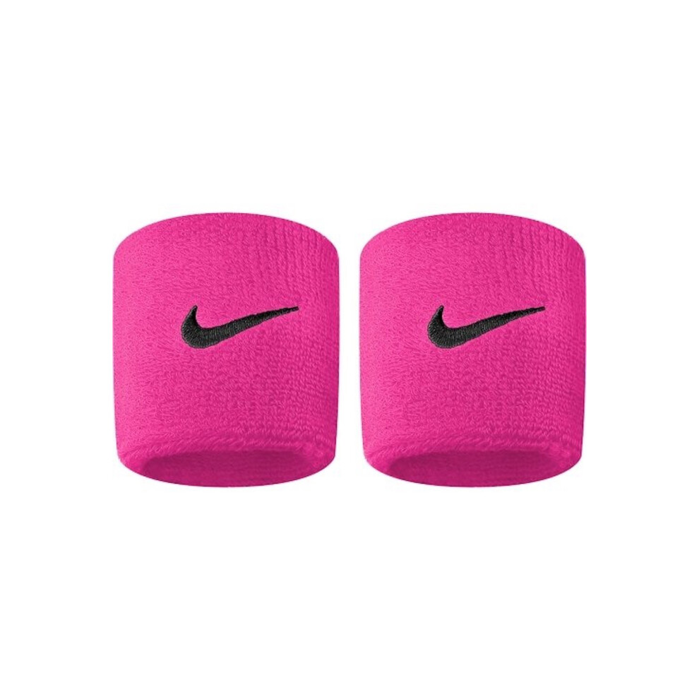 (One Size, Pink/Black) Nike Swoosh Wristband (Pack of 2)