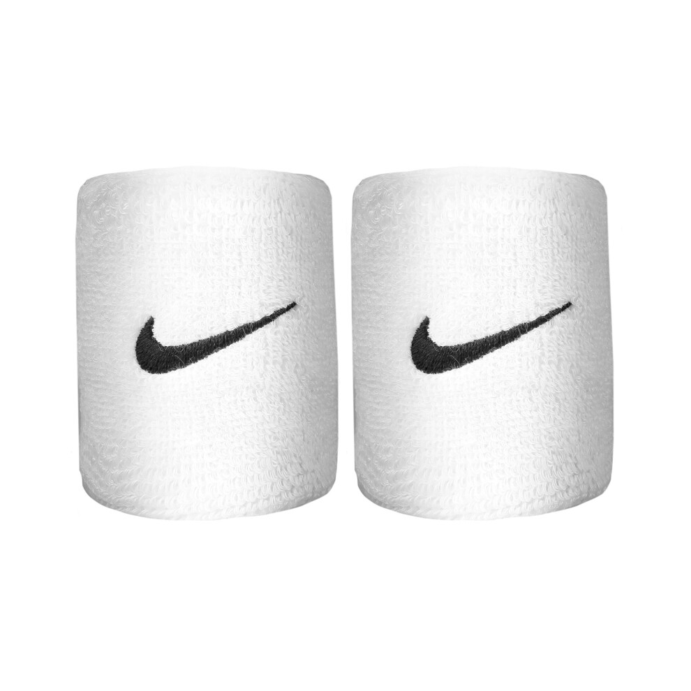 (One Size, White/Black) Nike Swoosh Wristband (Pack of 2)