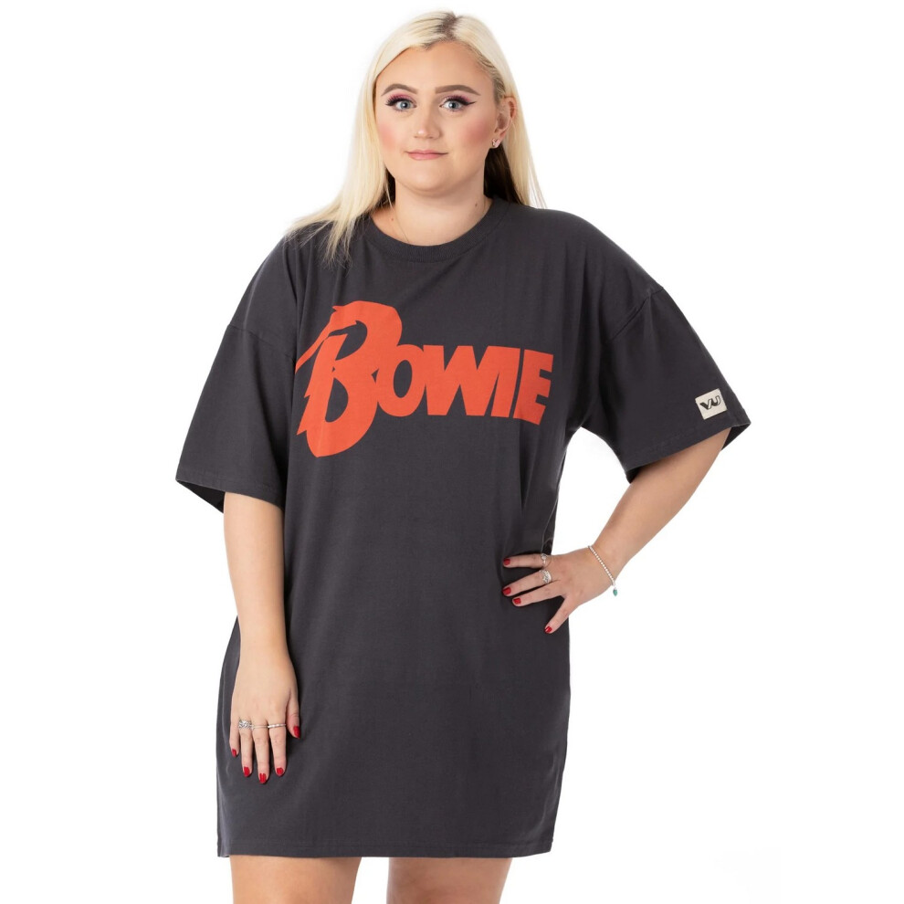 (XL, Black/Orange) David Bowie Womens/Ladies Oversized T-Shirt Dress