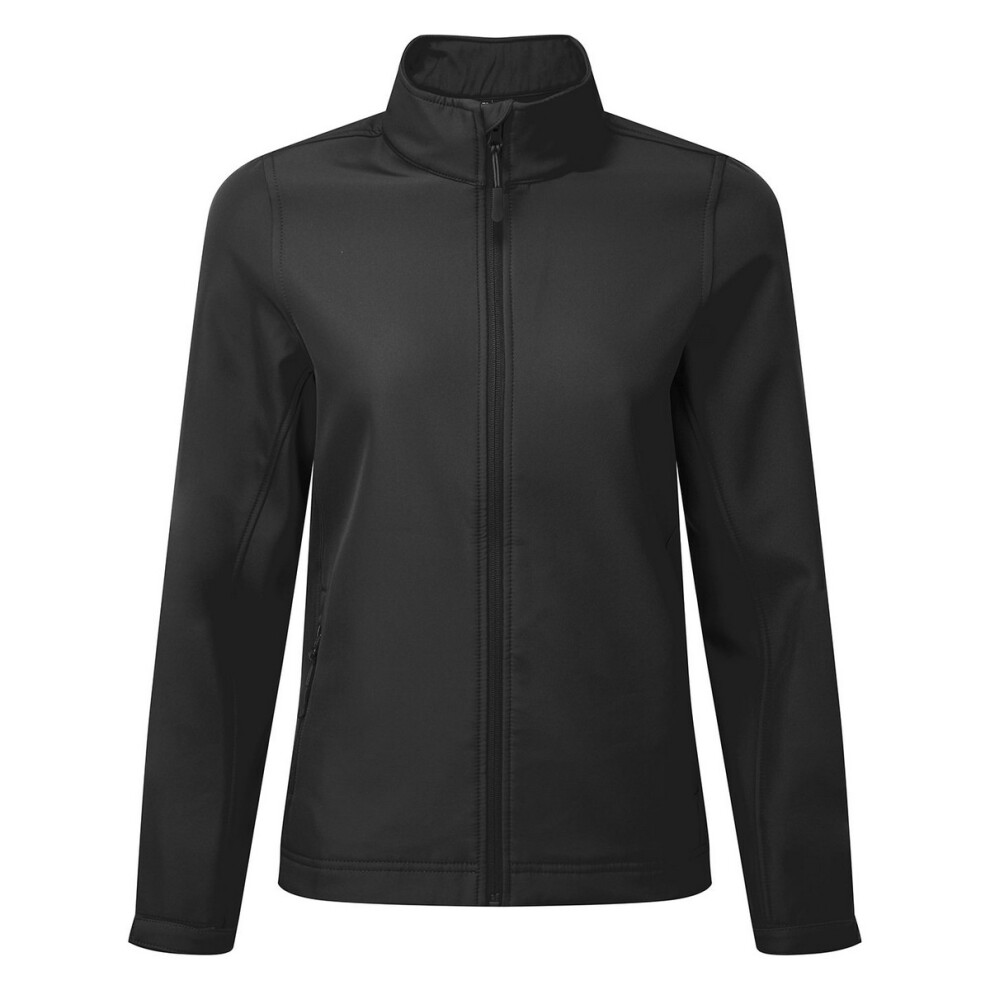 (M, Black) Premier Womens/Ladies Windchecker Recycled Printable Soft Shell Jacket