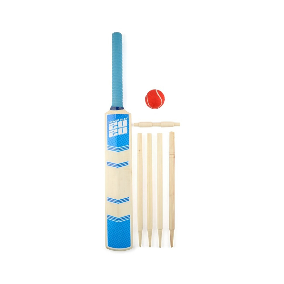 (3, Blue/Cream/Red) Powerplay Deluxe 2020 Cricket Set