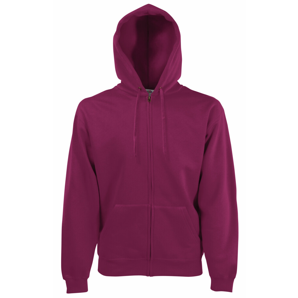 (S, Burgundy) Fruit Of The Loom Mens Premium 70/30 Hooded Zip-Up Sweatshirt / Hoodie