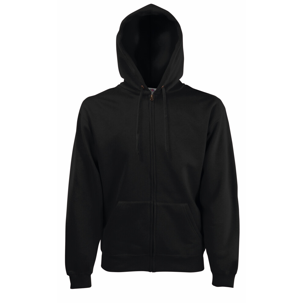 (4XL, Black) Fruit Of The Loom Mens Premium 70/30 Hooded Zip-Up Sweatshirt / Hoodie
