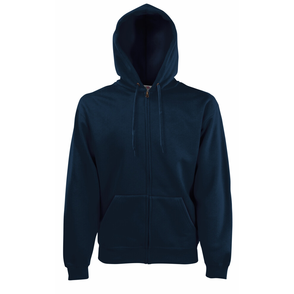 (L, Deep Navy) Fruit Of The Loom Mens Premium 70/30 Hooded Zip-Up Sweatshirt / Hoodie 