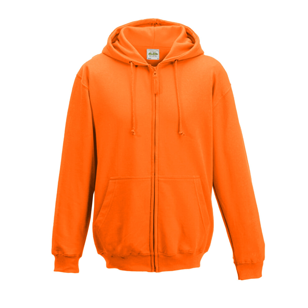 (L, Mustard) Awdis Plain Mens Hooded Full Zip Hoodie / Zoodie 