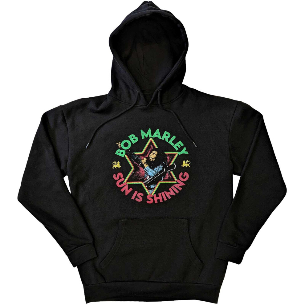 (M, Black) Bob Marley Unisex Adult Sun Is Shining Hoodie