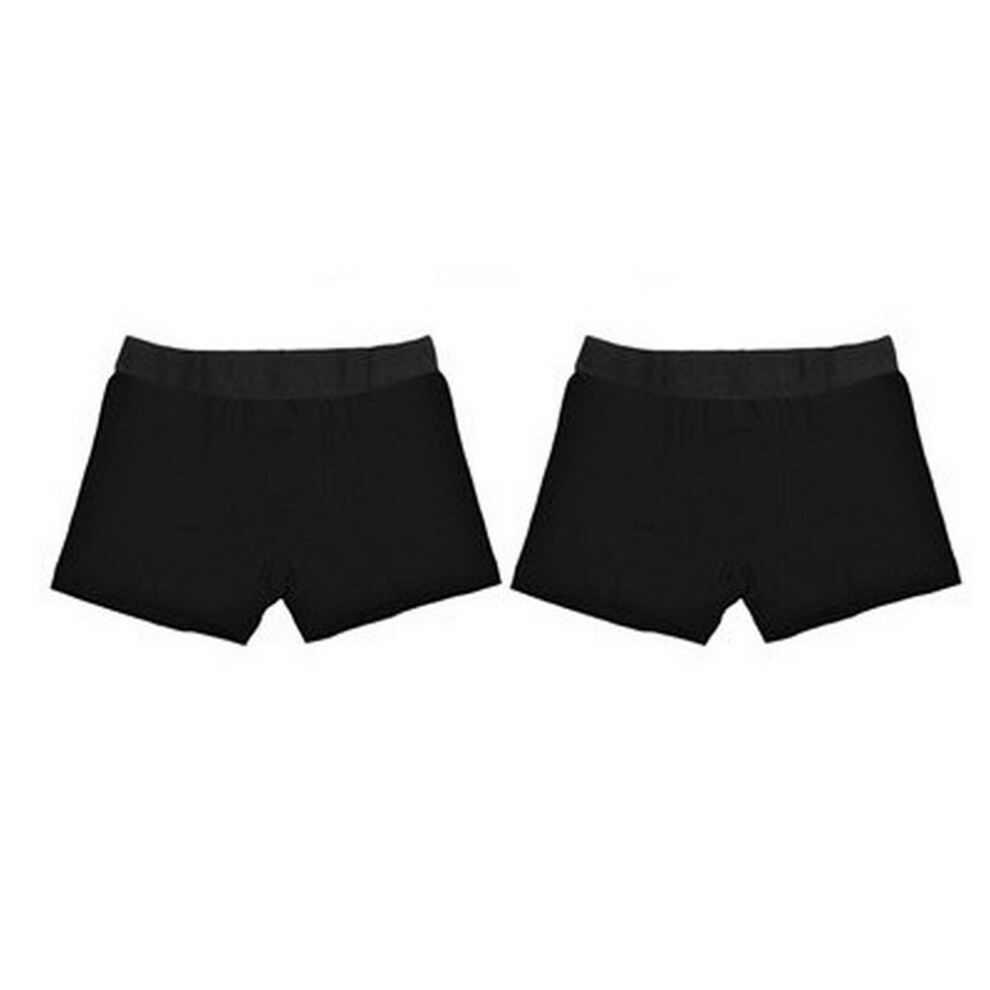 (L, Black) Wolf & Harte Mens Bamboo Rich Boxer Shorts (Pack Of 2)