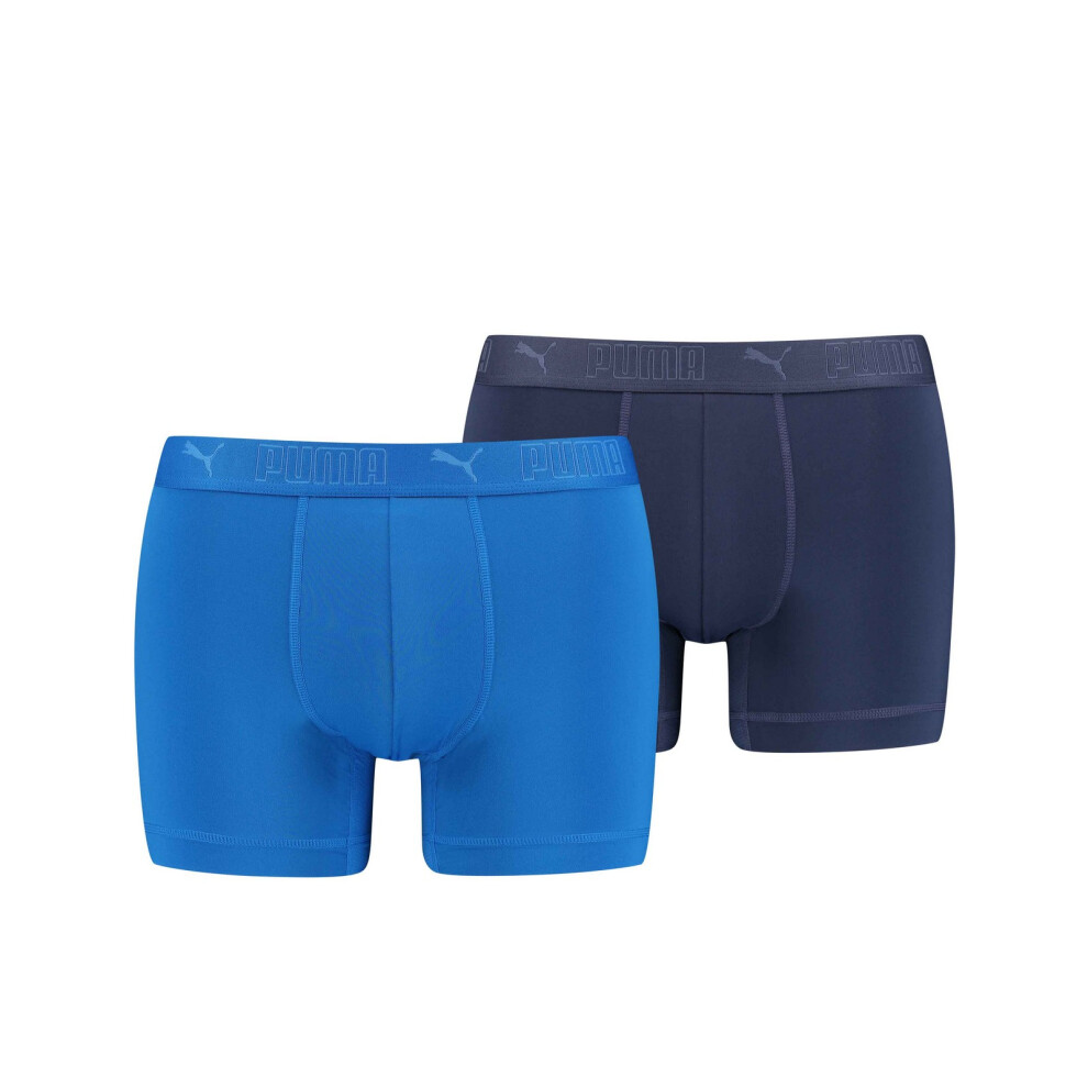 (S, Blue) Puma Mens Active Boxer Shorts (Pack of 2)