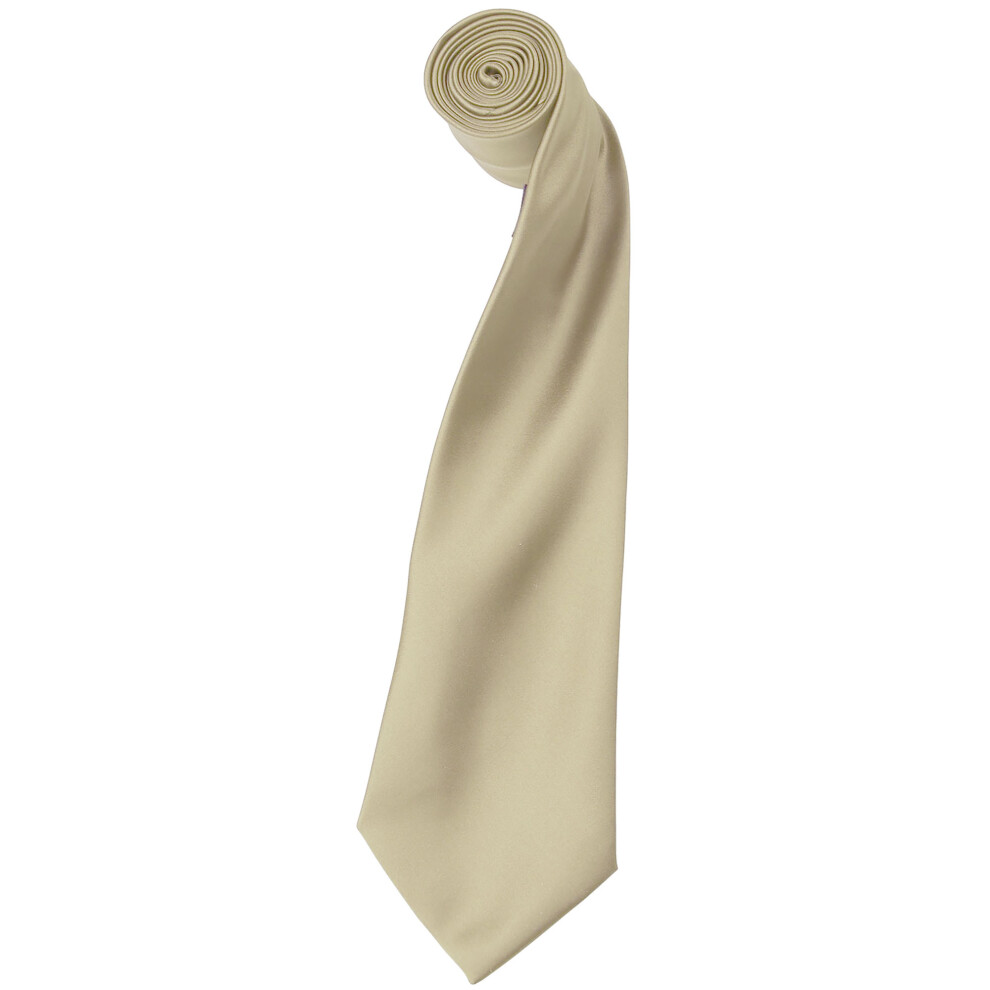 (One Size, Natural) Premier Mens Plain Satin Tie (Narrow Blade) (Pack of 2)