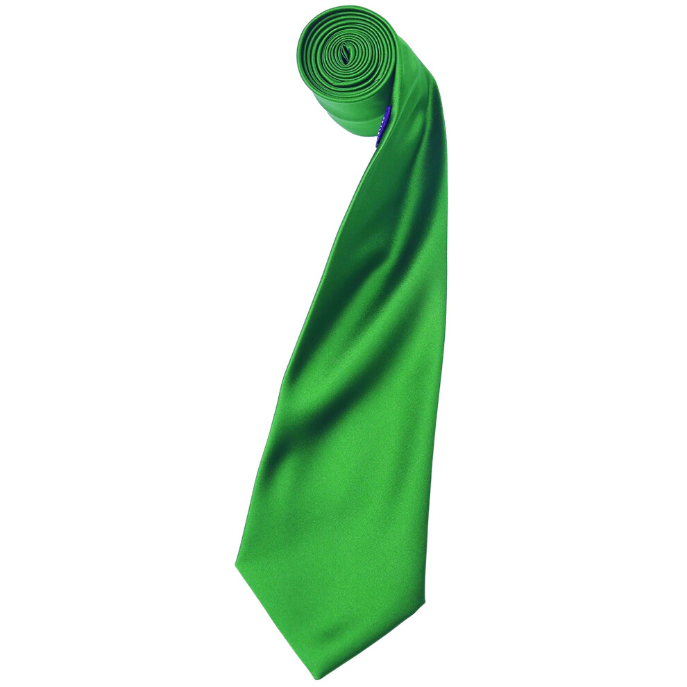 (One Size, Emerald) Premier Mens Plain Satin Tie (Narrow Blade) (Pack of 2)