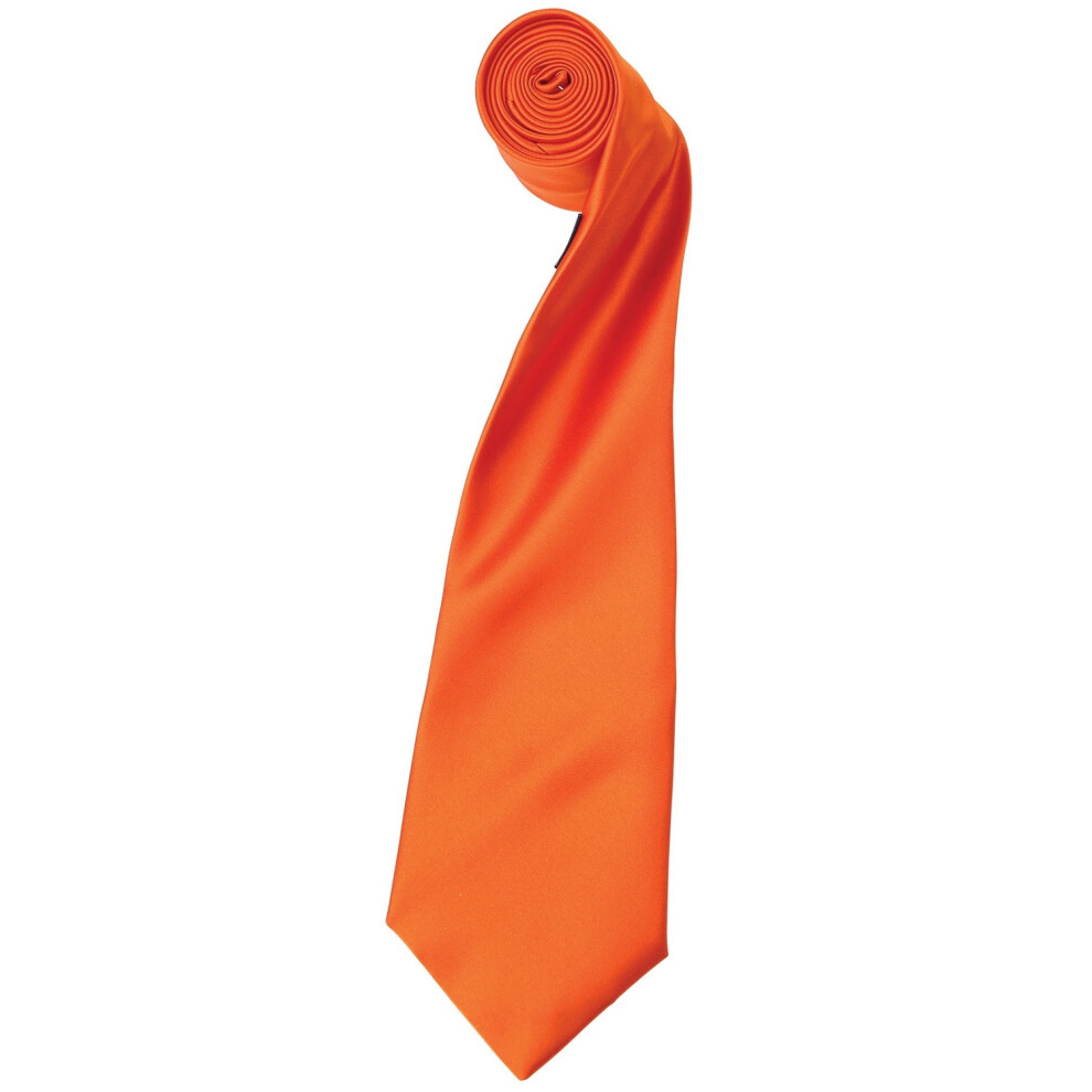 (One Size, Terracotta) Premier Mens Plain Satin Tie (Narrow Blade) (Pack of 2)