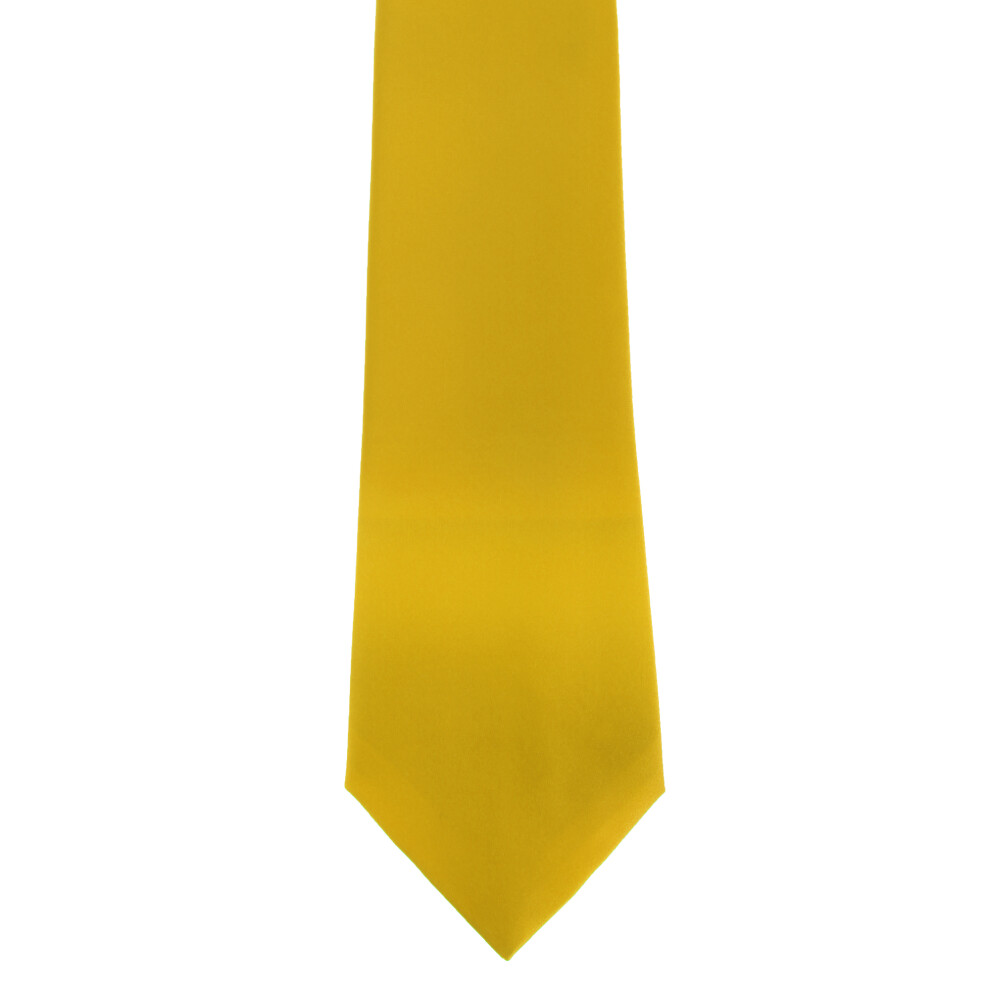 (One Size, Lemon) Premier Mens Plain Satin Tie (Narrow Blade) (Pack of 2)