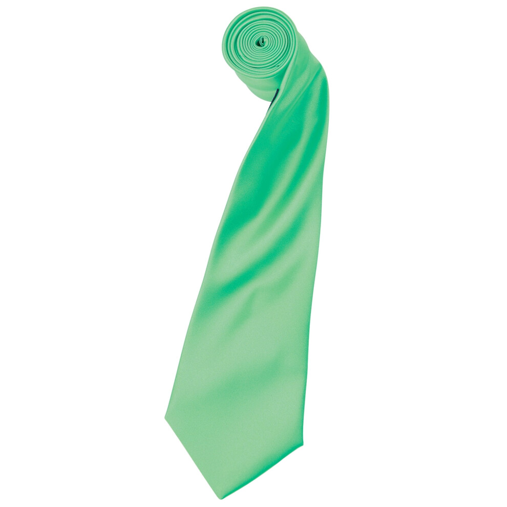 (One Size, Turquoise) Premier Mens Plain Satin Tie (Narrow Blade) (Pack of 2)