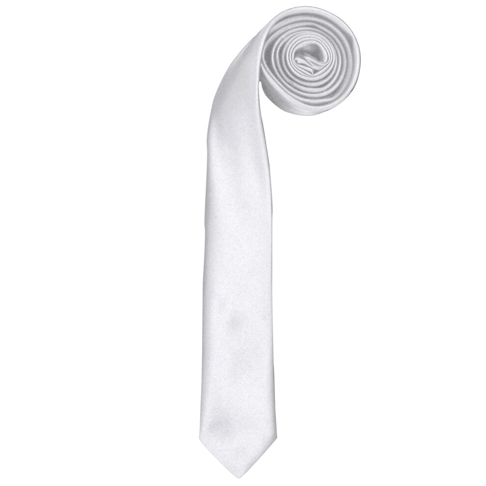 (One Size, White) Premier Tie - Mens Slim Retro Work Tie (Pack of 2)