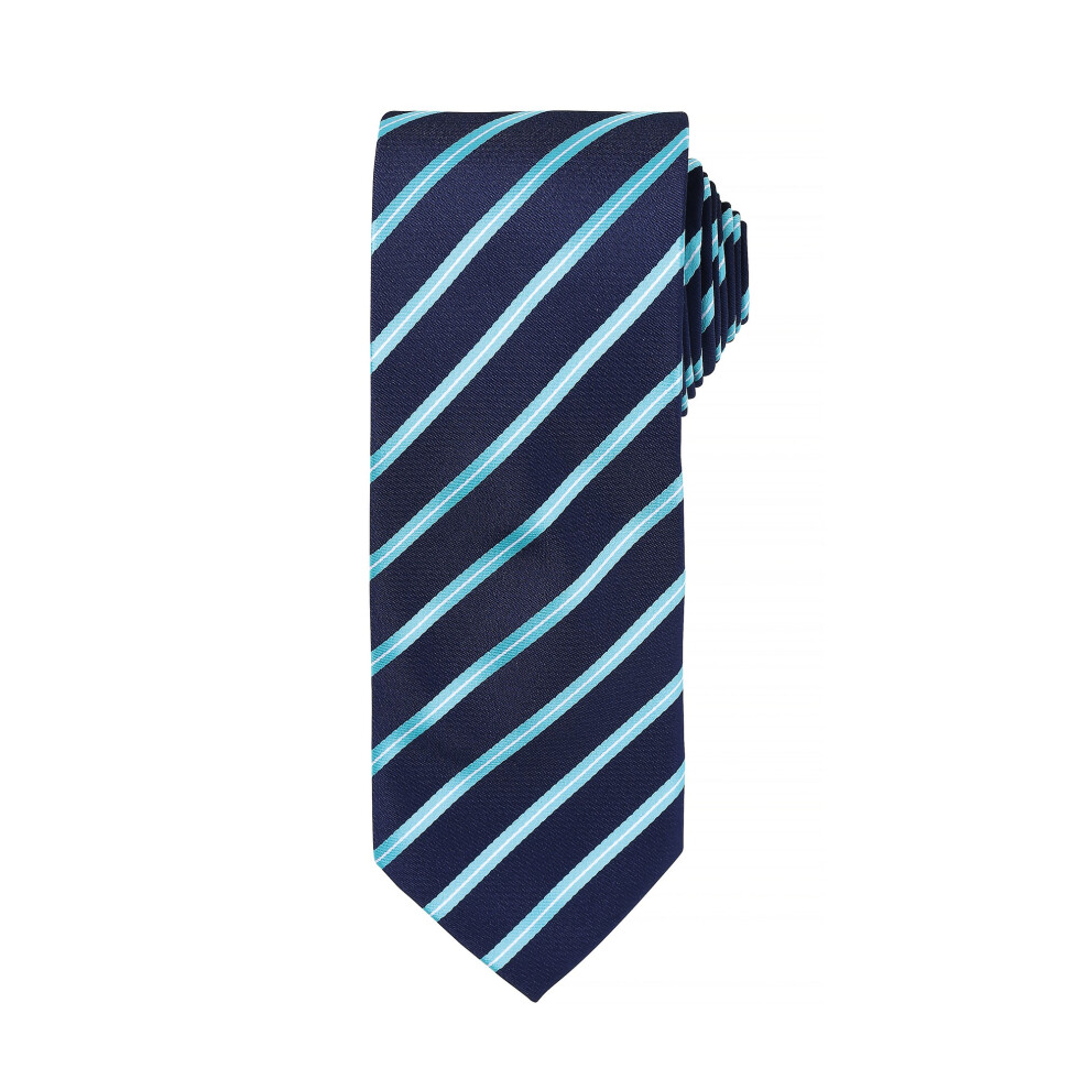 (One Size, Navy/ Turquoise) Premier Mens Sports Stripe Pattern Formal Work Tie