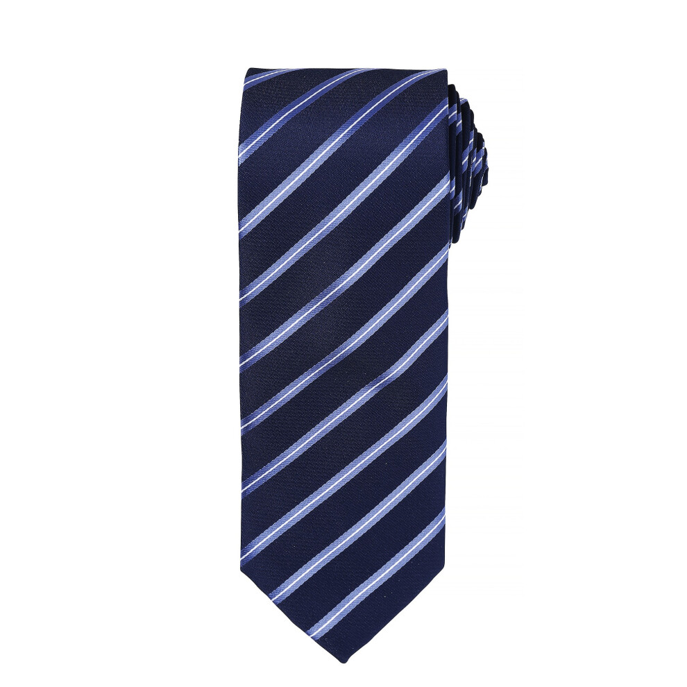 (One Size, Navy/ Royal) Premier Mens Sports Stripe Pattern Formal Work Tie