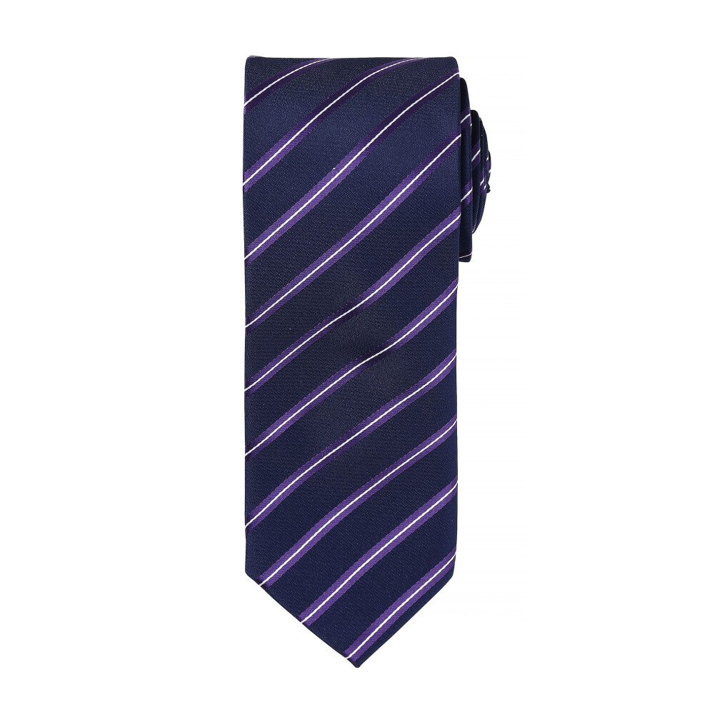 (One Size, Navy/ Purple) Premier Mens Sports Stripe Pattern Formal Work Tie