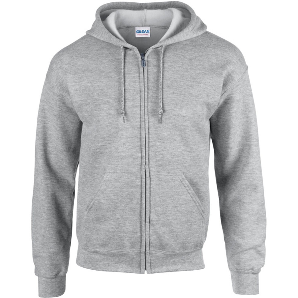 (5XL, Sport Grey) Gildan Heavy Blend Unisex Adult Full Zip Hooded Sweatshirt Top