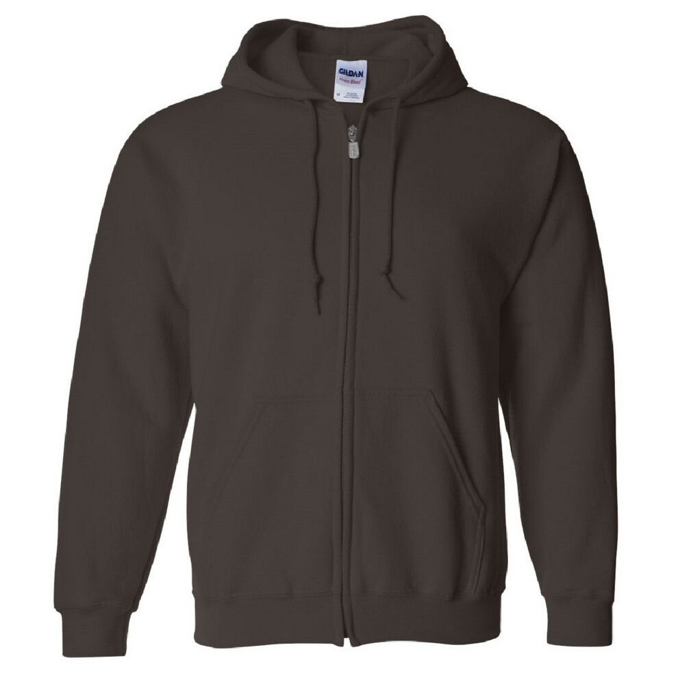 (M, Dark Chocolate) Gildan Heavy Blend Unisex Adult Full Zip Hooded Sweatshirt Top