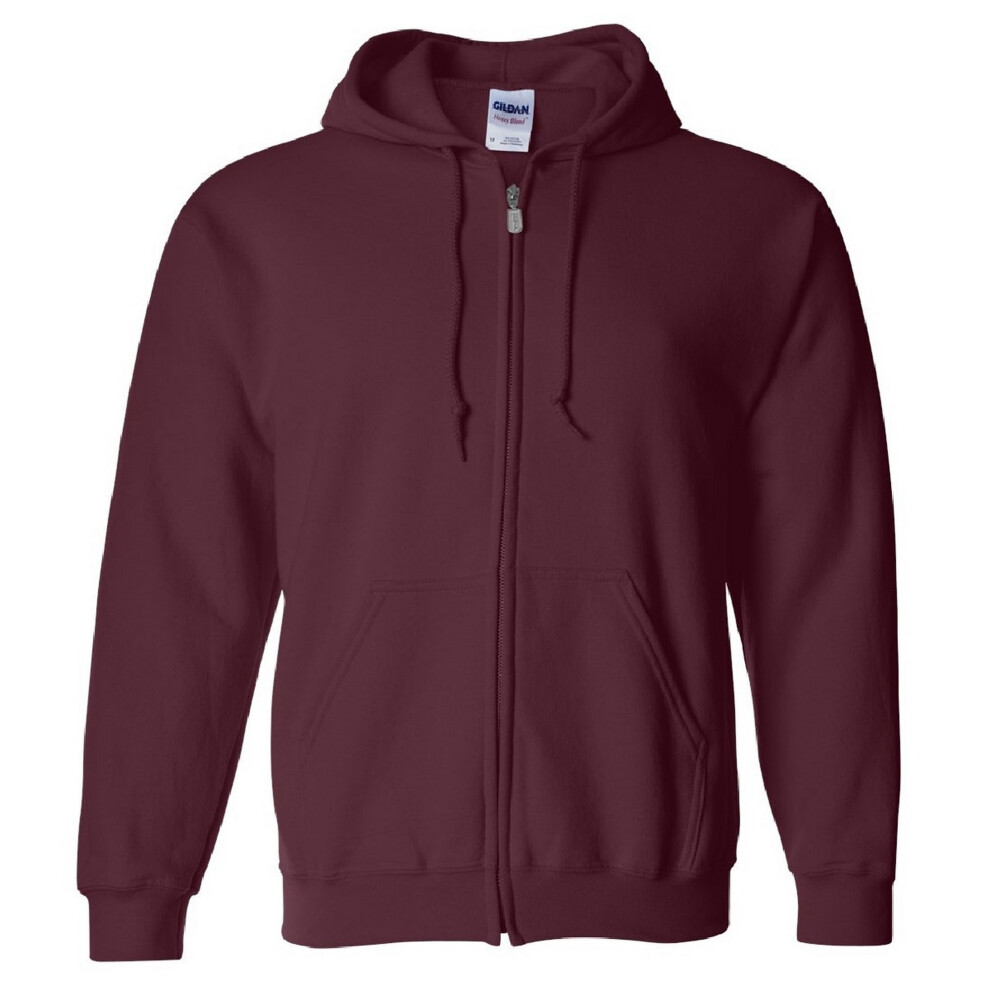 (2XL, Maroon) Gildan Heavy Blend Unisex Adult Full Zip Hooded Sweatshirt Top