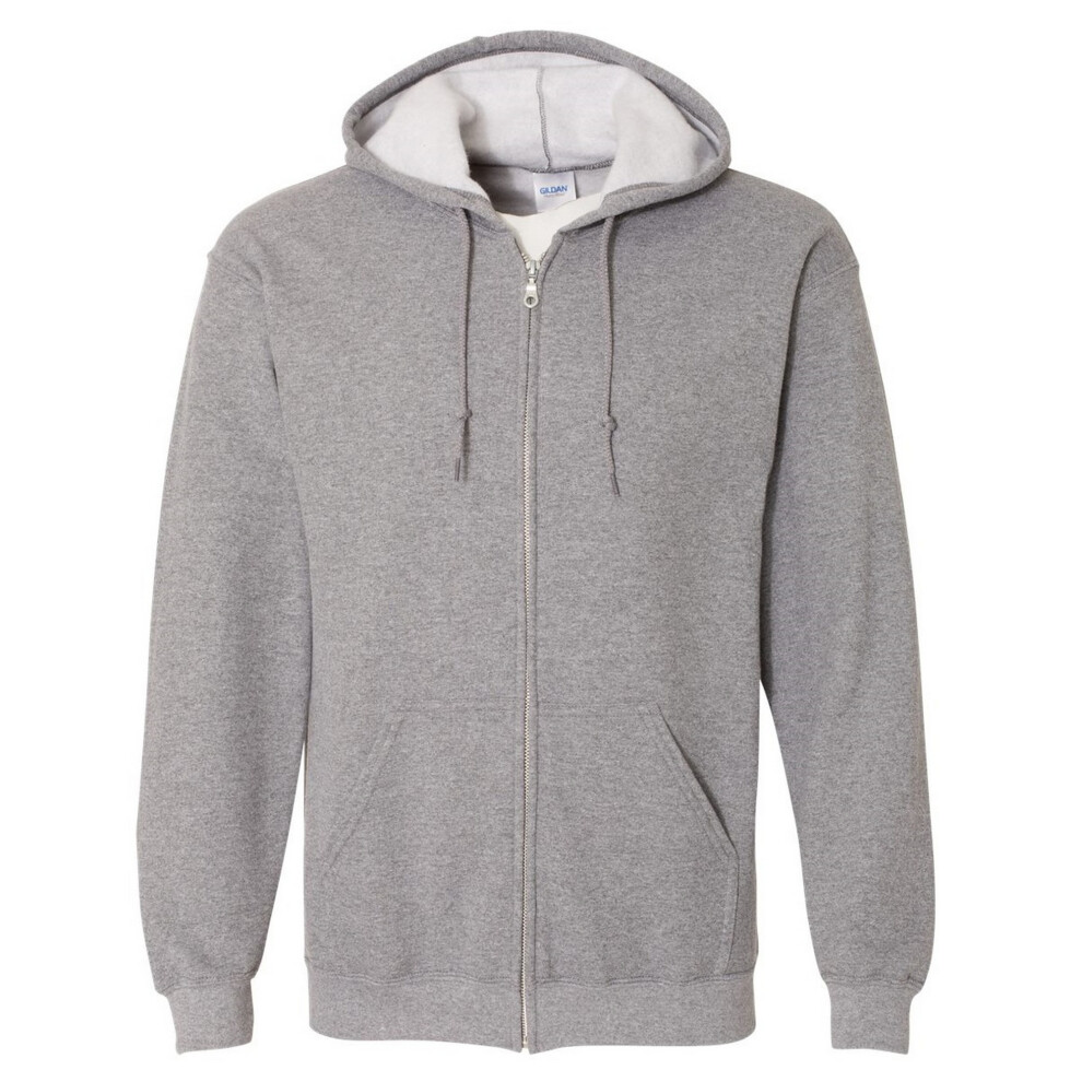 (S, Graphite Heather) Gildan Heavy Blend Unisex Adult Full Zip Hooded Sweatshirt Top