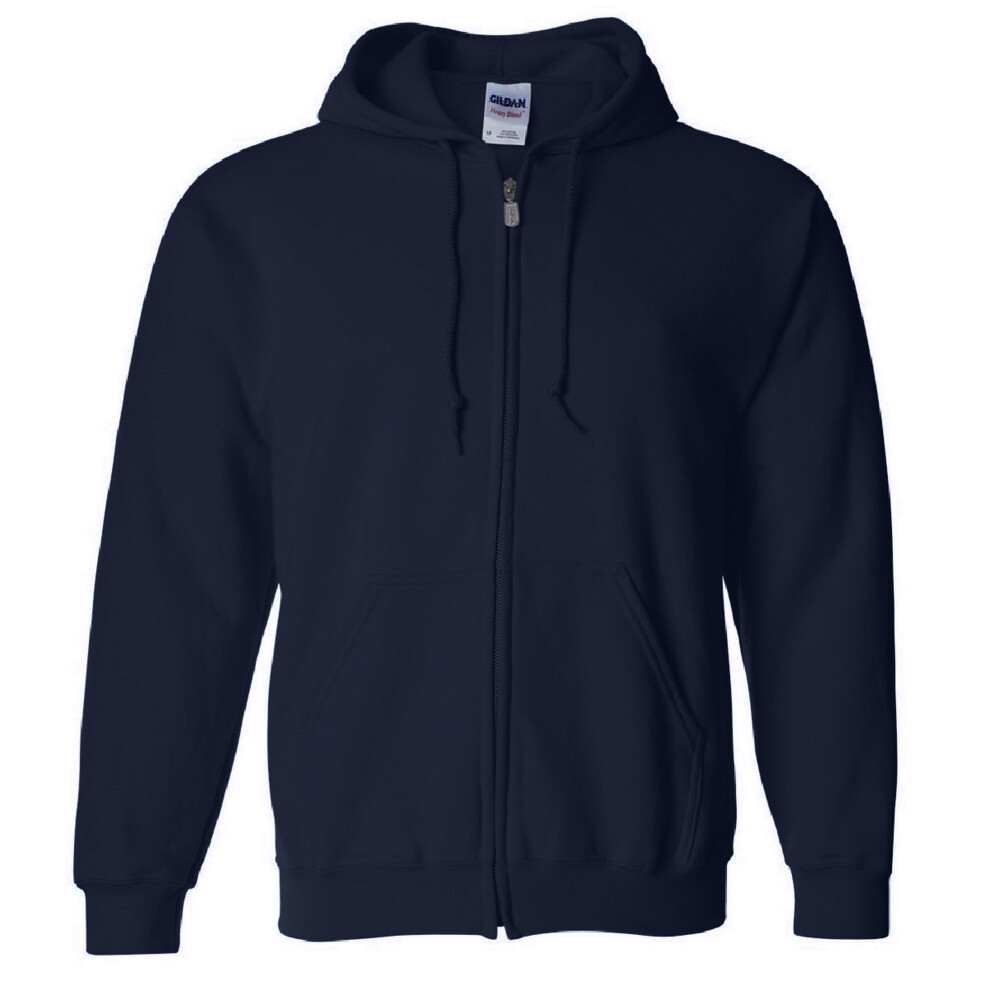 (XL, Navy) Gildan Heavy Blend Unisex Adult Full Zip Hooded Sweatshirt Top