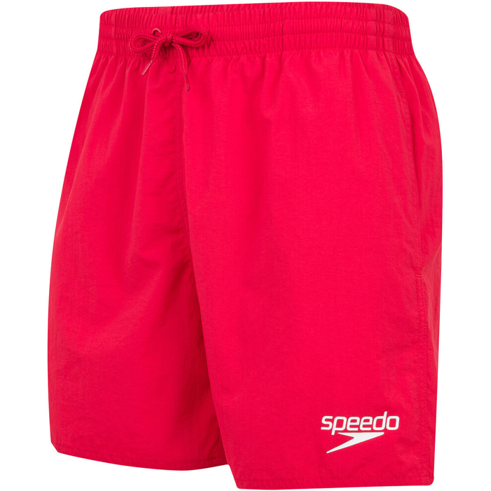 (S, Red) Speedo Mens Essentials 16 Swim Shorts