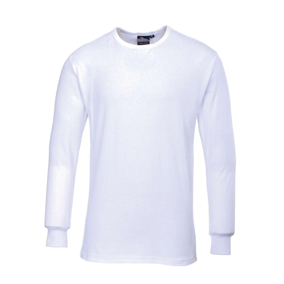 (S, White) Portwest Mens Thermal Underwear Long Sleeved T-Shirt (B123)