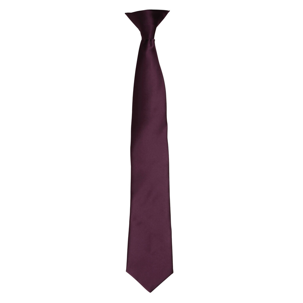 (One size, Aubergine) Premier Colours Mens Satin Clip Tie