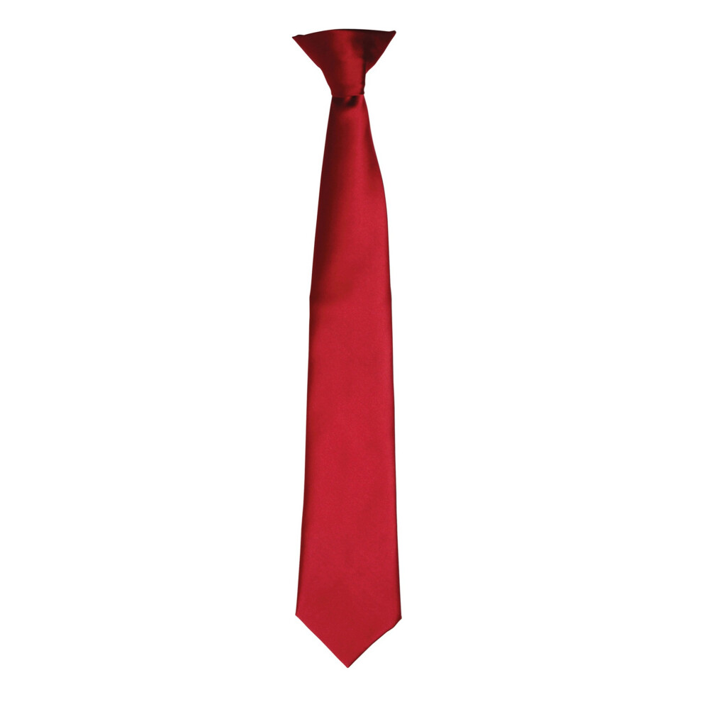 (One size, Burgundy) Premier Colours Mens Satin Clip Tie