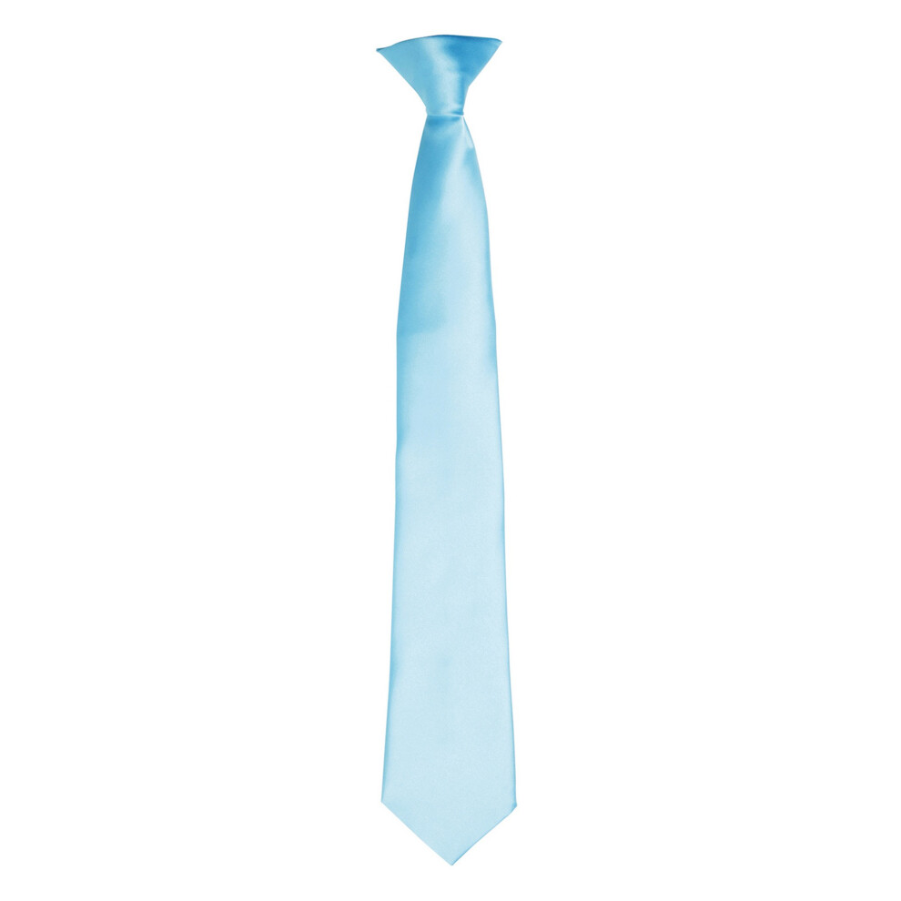 (One size, Turquoise) Premier Colours Mens Satin Clip Tie