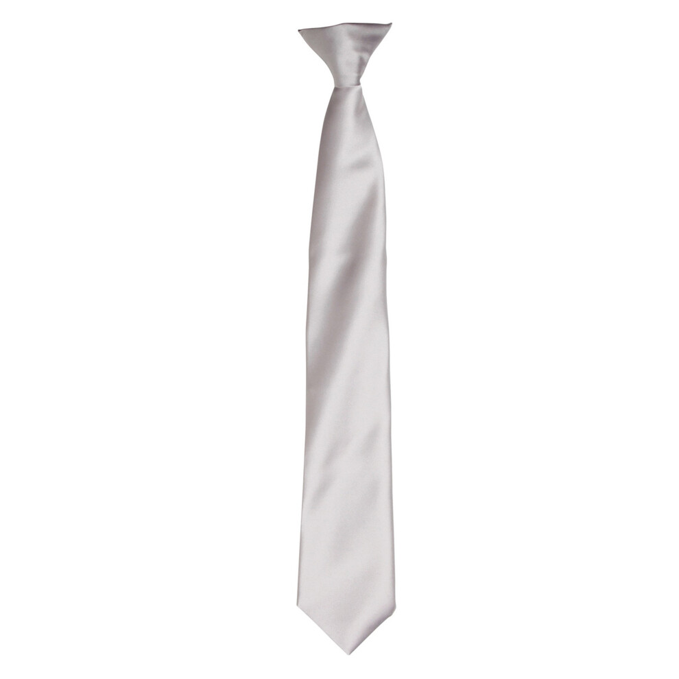 (One size, Silver Grey) Premier Colours Mens Satin Clip Tie