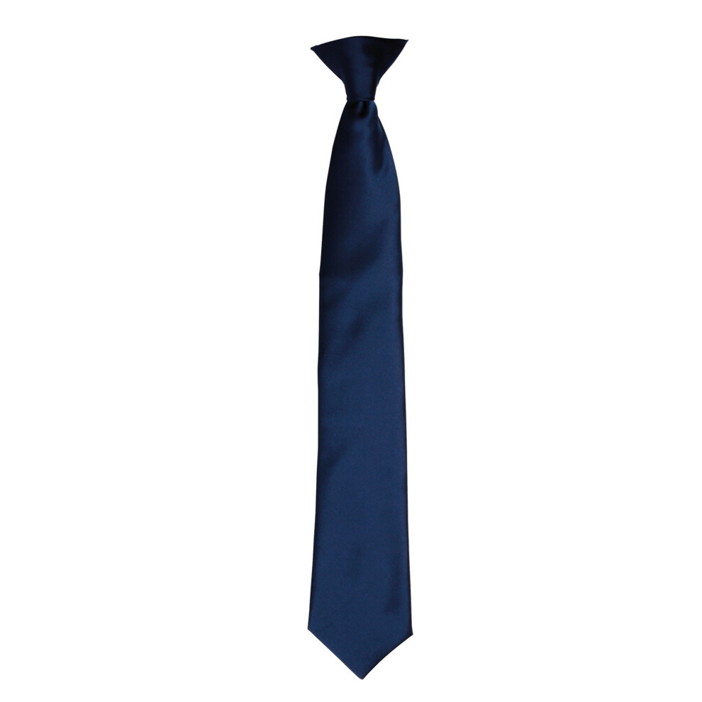 (One size, Navy) Premier Colours Mens Satin Clip Tie