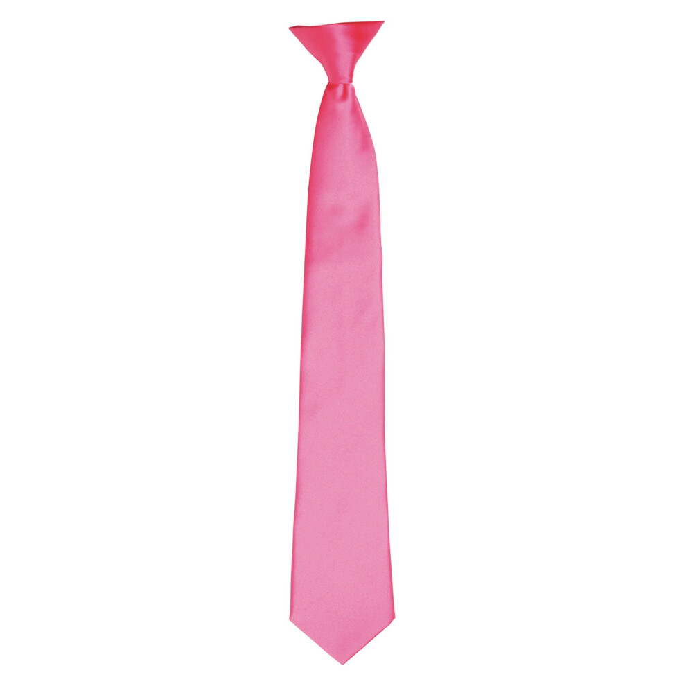 (One size, Fuchsia) Premier Colours Mens Satin Clip Tie