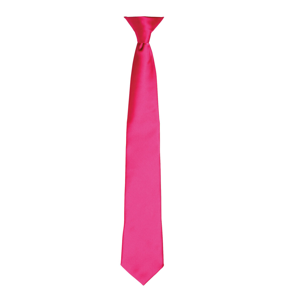 (One size, Hot Pink) Premier Colours Mens Satin Clip Tie