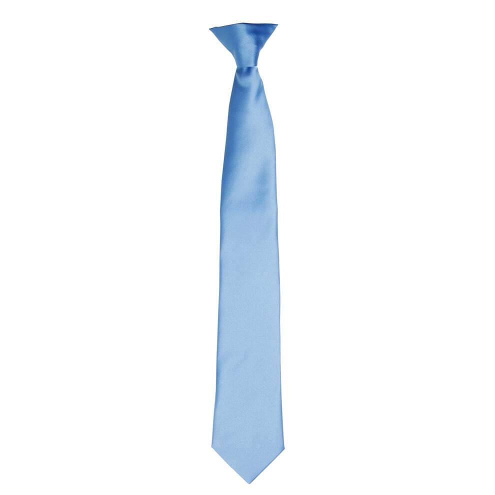 (One size, Mid Blue) Premier Colours Mens Satin Clip Tie