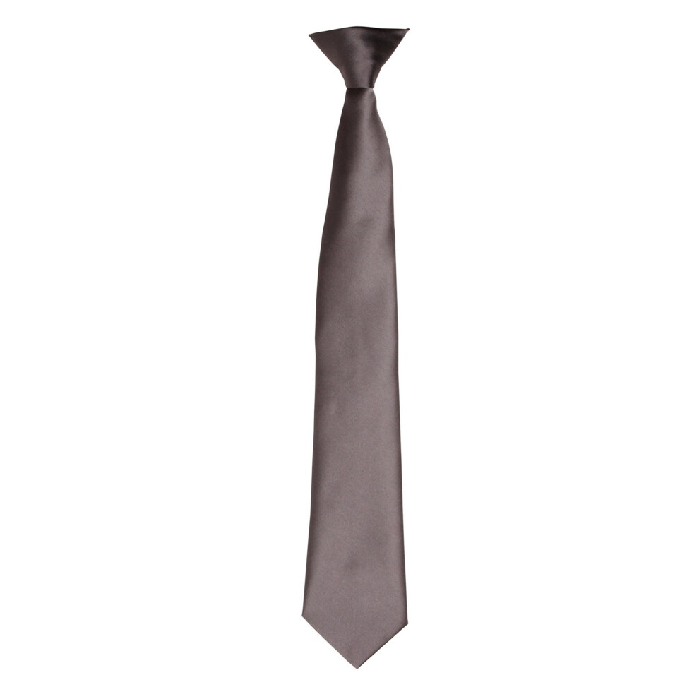 (One size, Dark Grey) Premier Colours Mens Satin Clip Tie