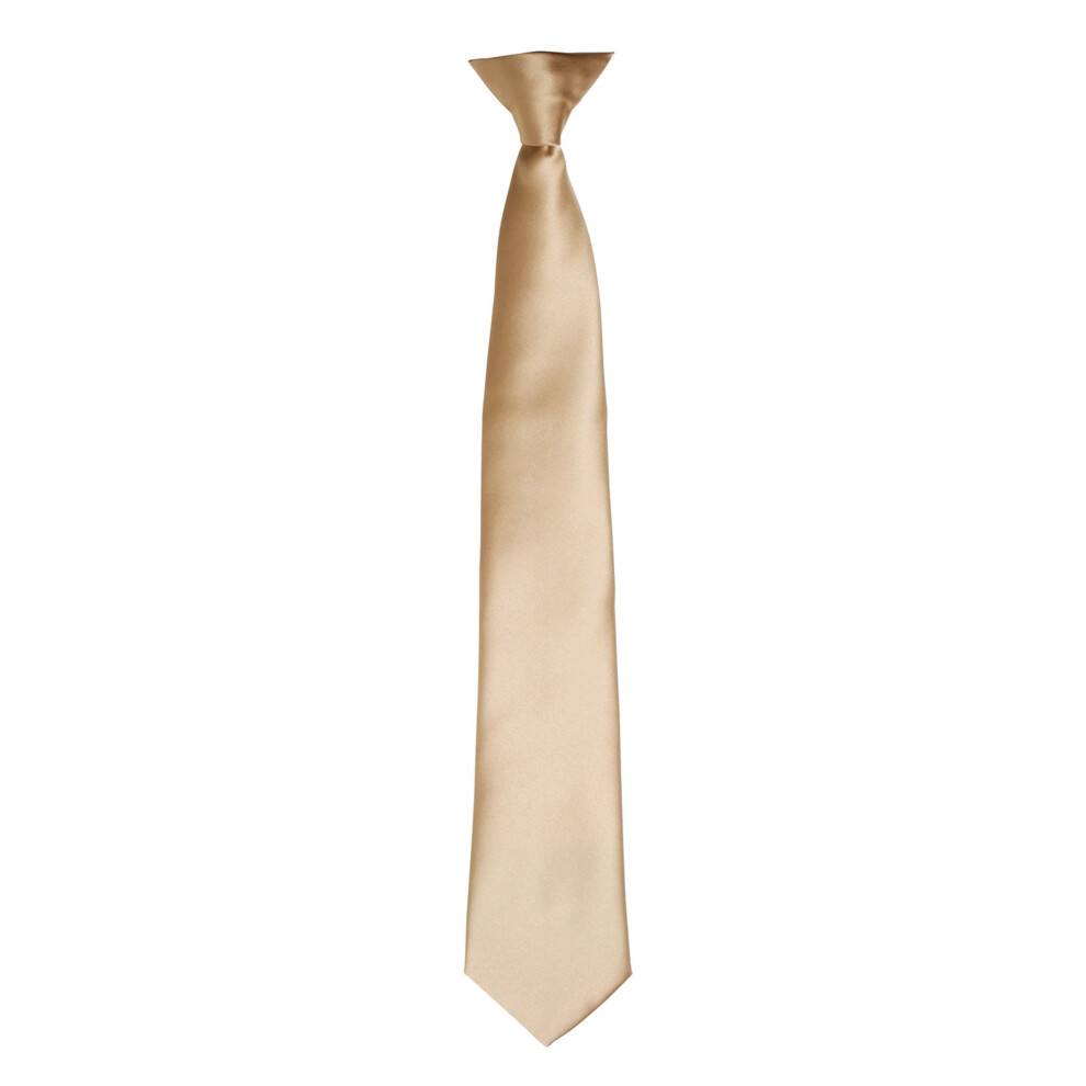 (One size, Khaki) Premier Colours Mens Satin Clip Tie