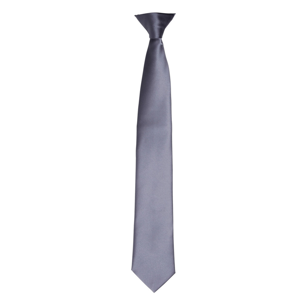 (One size, Steel) Premier Colours Mens Satin Clip Tie