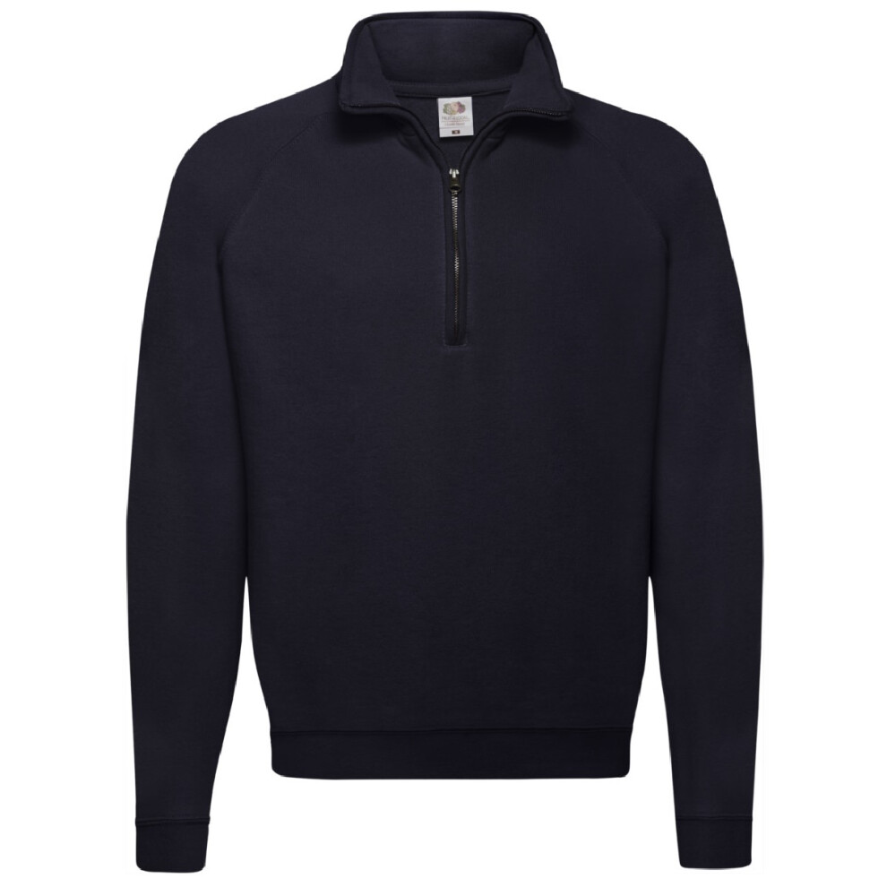 (XL, Deep Navy) Fruit Of The Loom Mens Zip Neck Sweatshirt Top