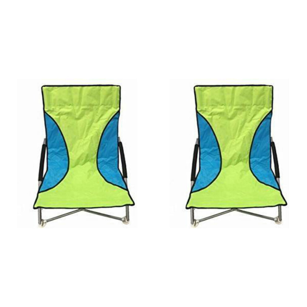 2 Green Nalu Folding Low Seat Beach Chairs