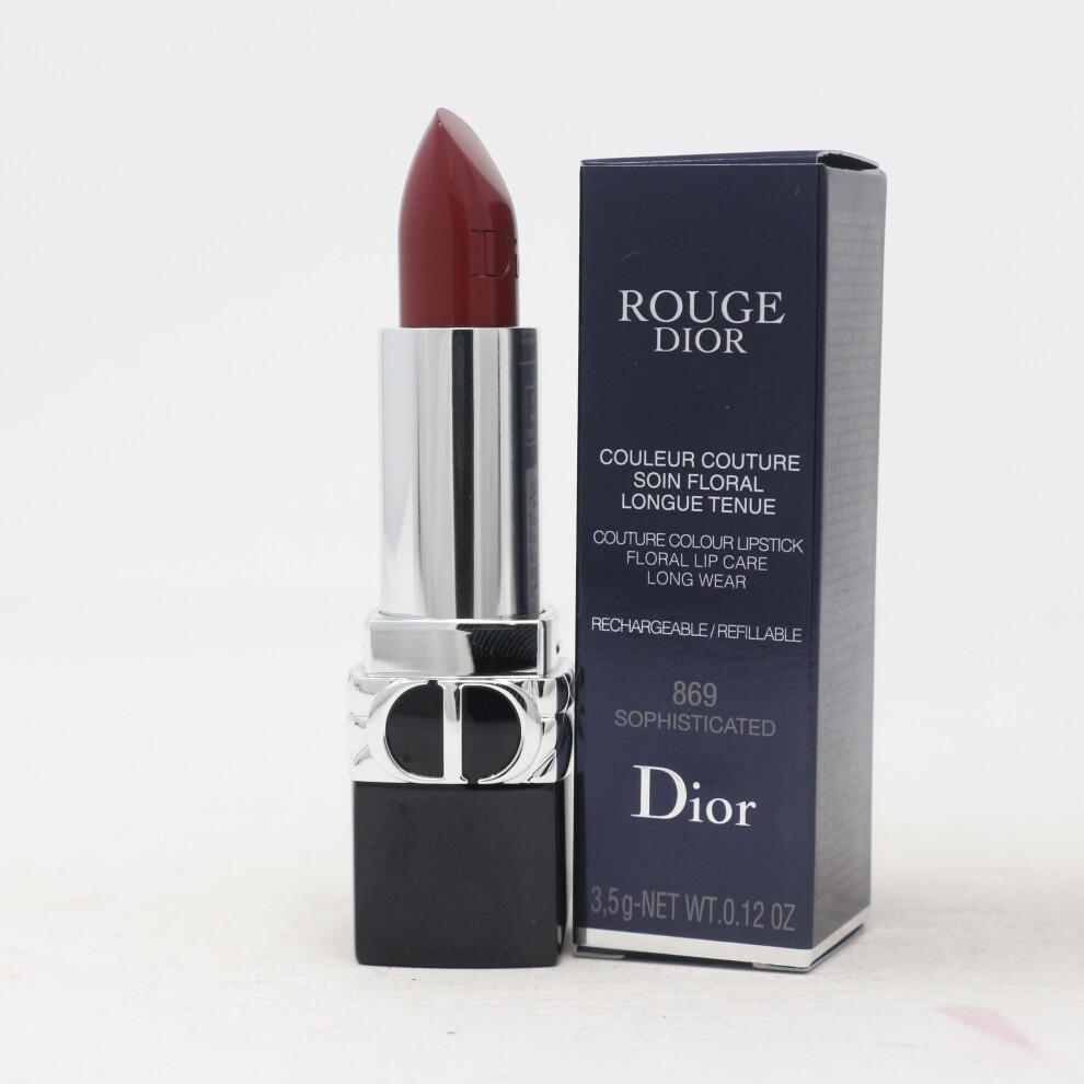 (869 Sophisticated Satin (Refillable)) Dior Rouge Dior Lipstick  0.12oz/3.5g New With Box