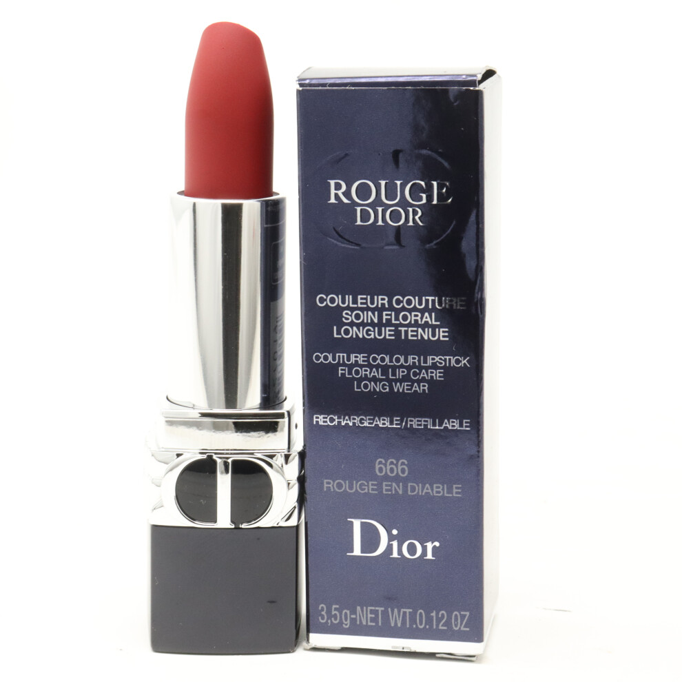 (666 Rouge En Diable (Matte)) Dior Rouge Dior Lipstick  0.12oz/3.5g New With Box