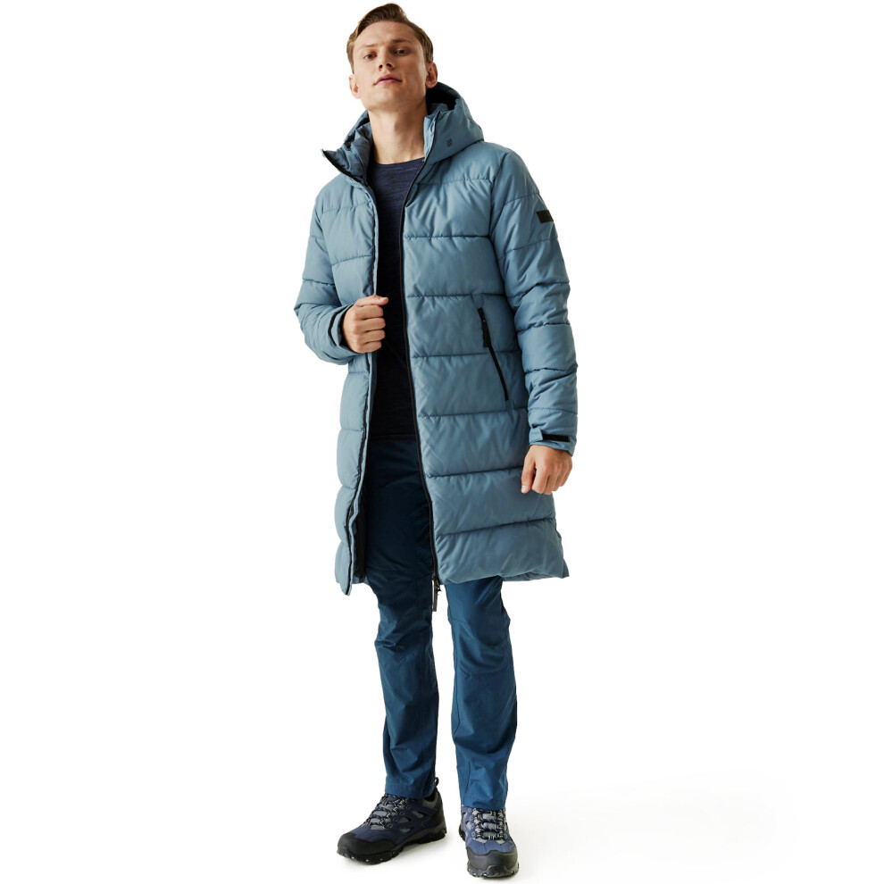 (L, Black) Regatta Mens Hallin II Hooded Quilted Padded Longline Warm Winter Jacket