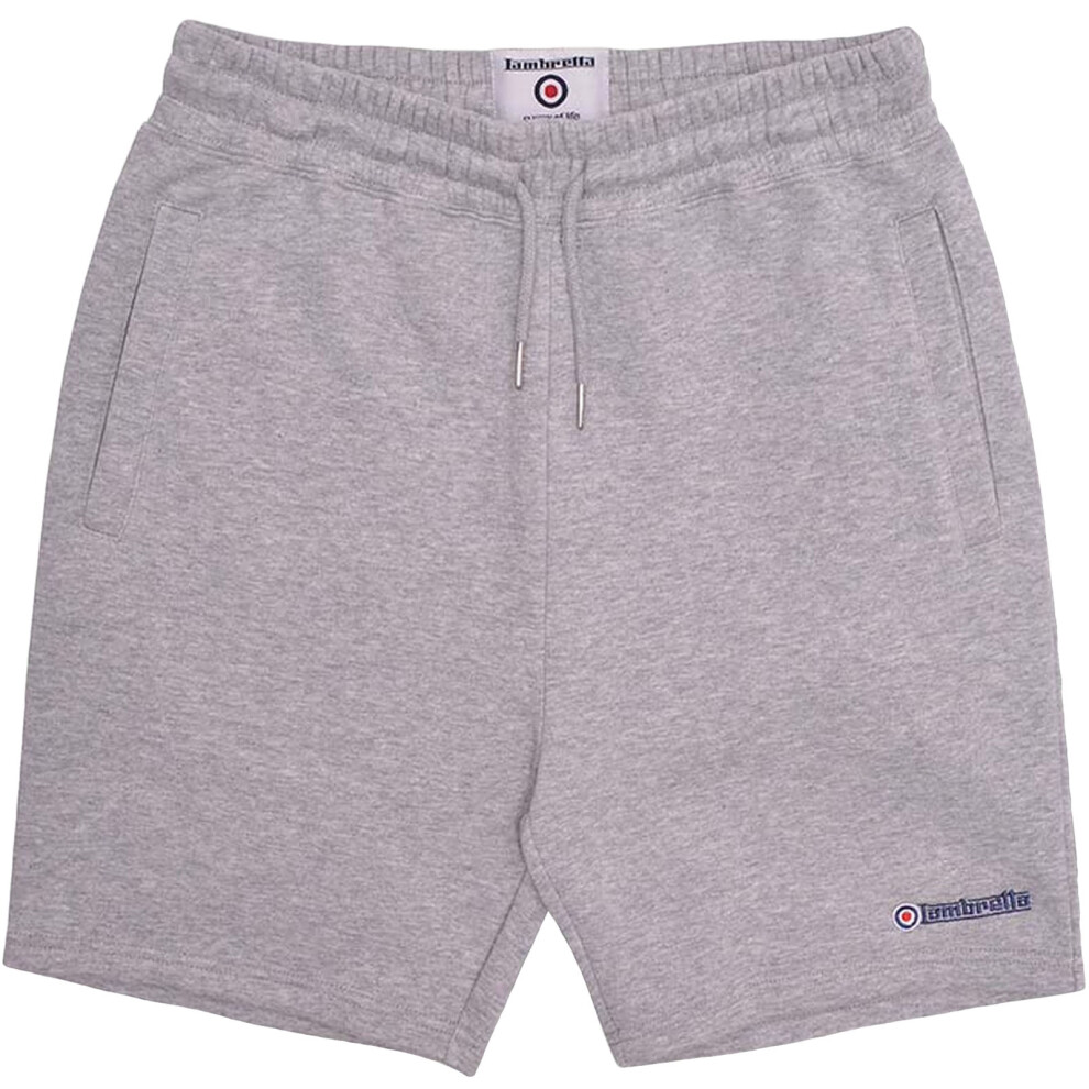 (S, Grey Marl) Lambretta Mens Elasticated Waist Summer Fleece Jogger Sweat Shorts