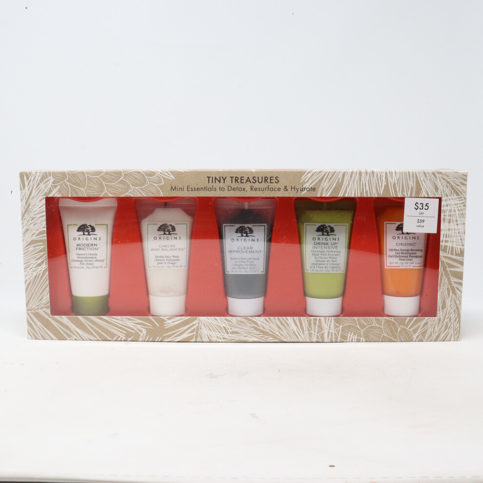 Origins Tiny Treasures Mini Essentials To Detox, Resurface, Hydrate New With Box