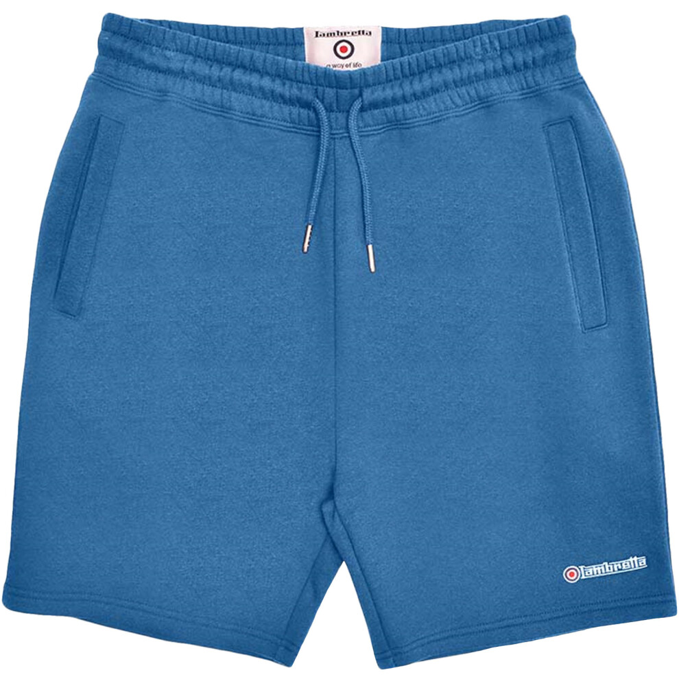 (S, Dark Blue) Lambretta Mens Elasticated Waist Summer Fleece Jogger Sweat Shorts