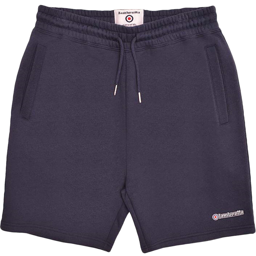 (3XL, Navy) Lambretta Mens Elasticated Waist Summer Fleece Jogger Sweat Shorts