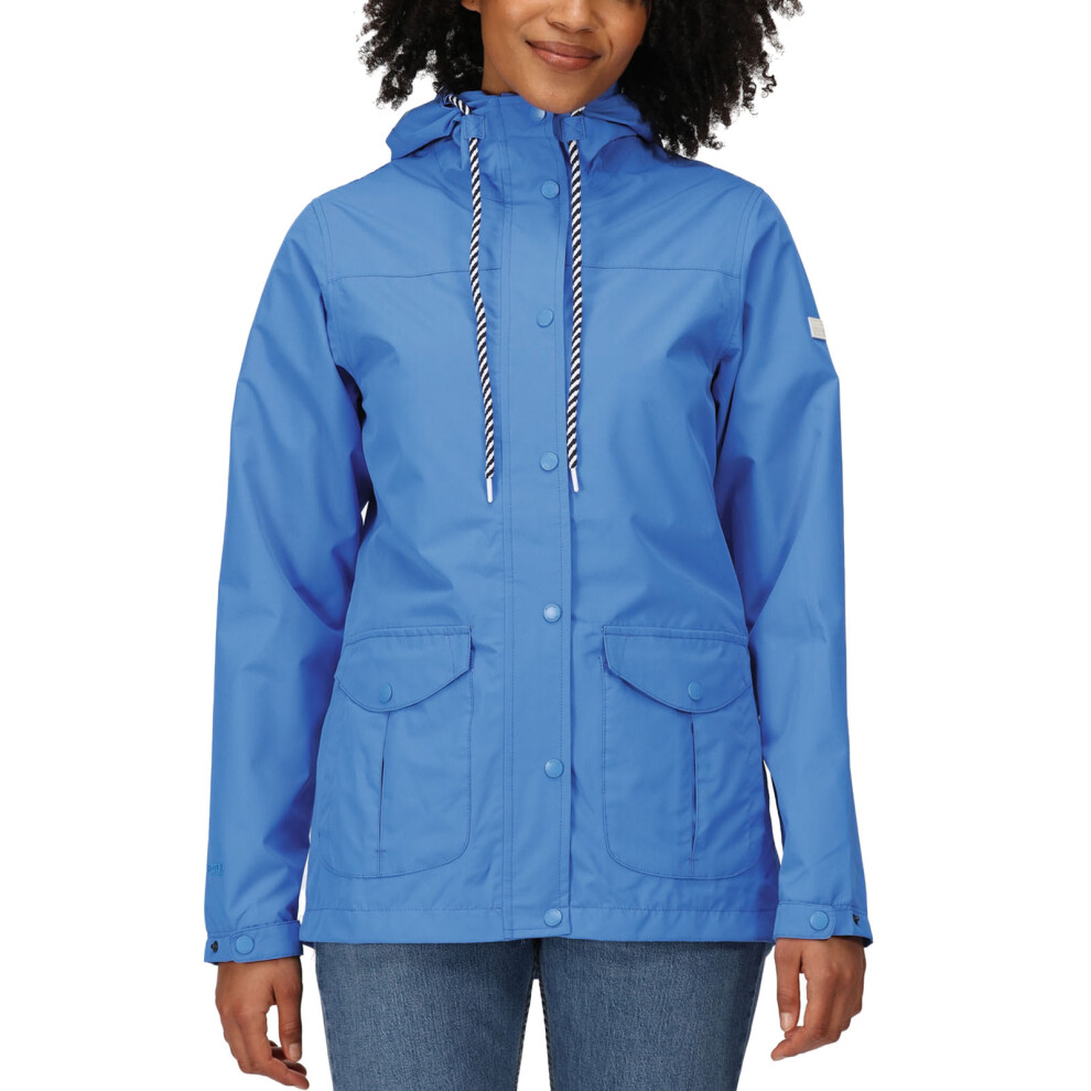 (8, Sonic Blue) Regatta Womens Bayarma Lightweight Outdoor Hooded Waterproof Jacket Coat