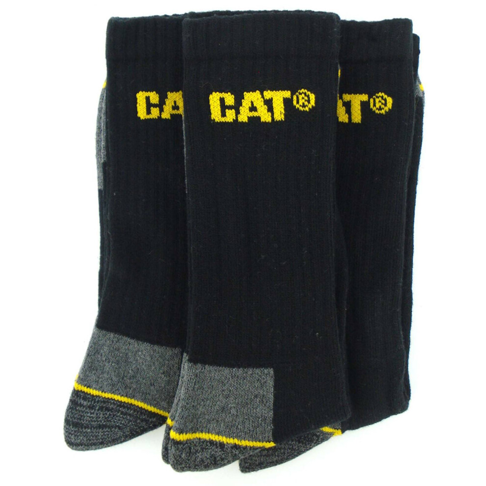 Caterpillar Mens Work Socks 3PK Cat Work black grey UK Size